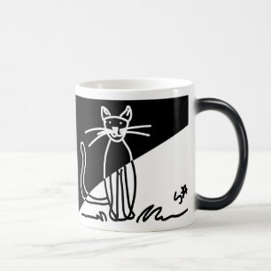 Mágica Caneca Morphing do gato 1 preto e branco