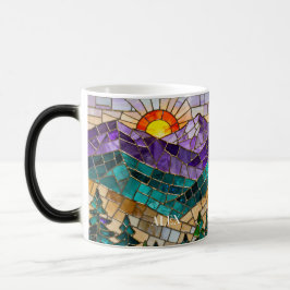 Mágica Caneca Nascer do Sol Montanha Vidro Pintado 