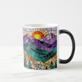 Mágica Caneca Nascer do Sol Montanha Vidro Pintado 