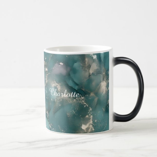 Mágica Caneca Personalizada de Luxo com Padrão de Mármore (Direita)