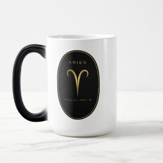 Mágica Caneca Zodiac Áries – Emblema Luxuoso Preto e Dour