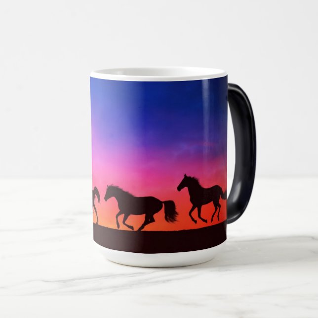 Mágica Cavalos Na Caneca De Silhuette Sunset (Frente Esquerda)