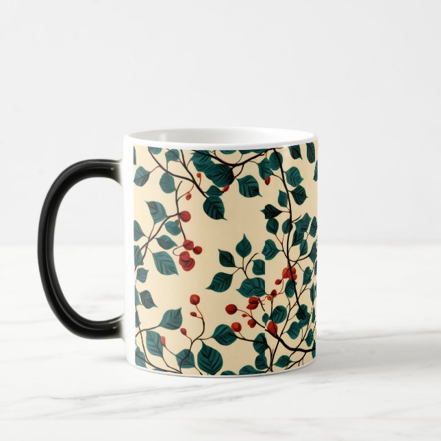 Mágica Desenho de Caneca com Padrão de Folhas Botânicas A (Esquerda)