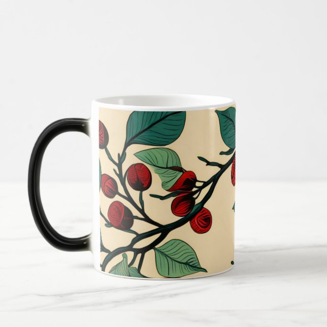 Mágica Desenho de Caneca com Padrão de Folhas Botânicas V (Esquerda)