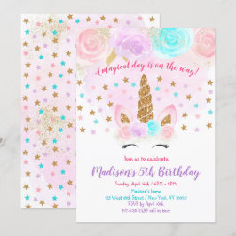 Mágica Dourada Rosa de Convite de Aniversário do U