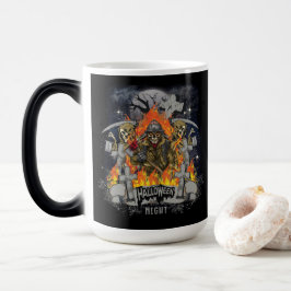 Mágica Esqueleto Assustador Na Caneca Noturna De Hallowee