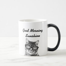 Mágica Mensagem matinal de boa cor preta e branca, caneca
