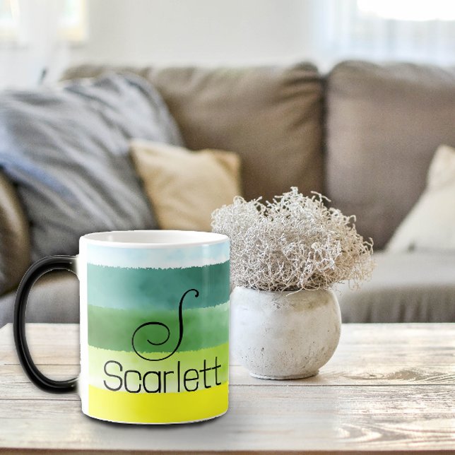 Mágica Nome verde geométrico - caneca de café (Criador carregado)