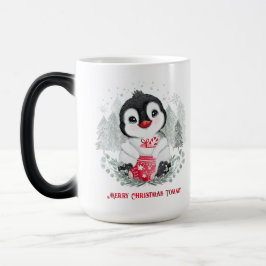 Mágica Pinguim Bonito Personalizado Caneca de Natal