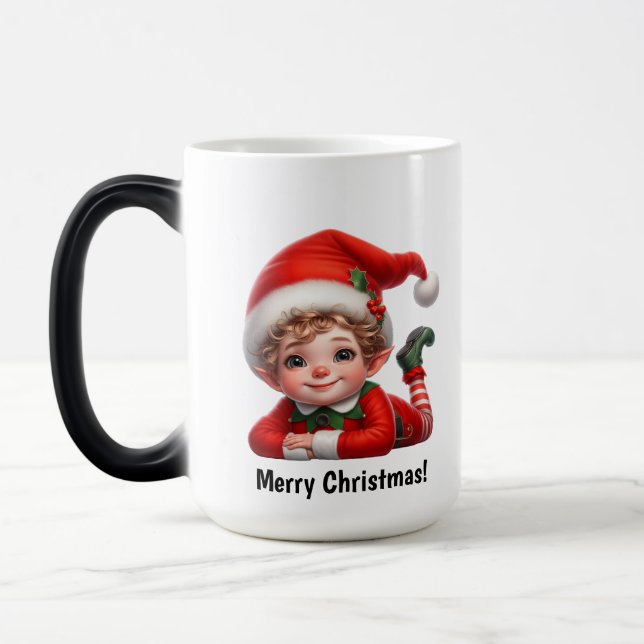 Mágica Uma Caneca de Natal de Elfo Fofa com Texto Persona (Esquerda)