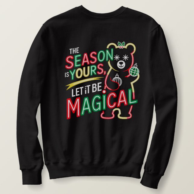 Magical Christmas Bear Festive Holiday Pullover  (Verso do Design)