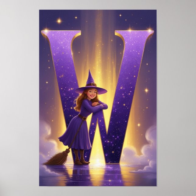 Magical Letter W Wall Art Poster for Kids Room (Frente)