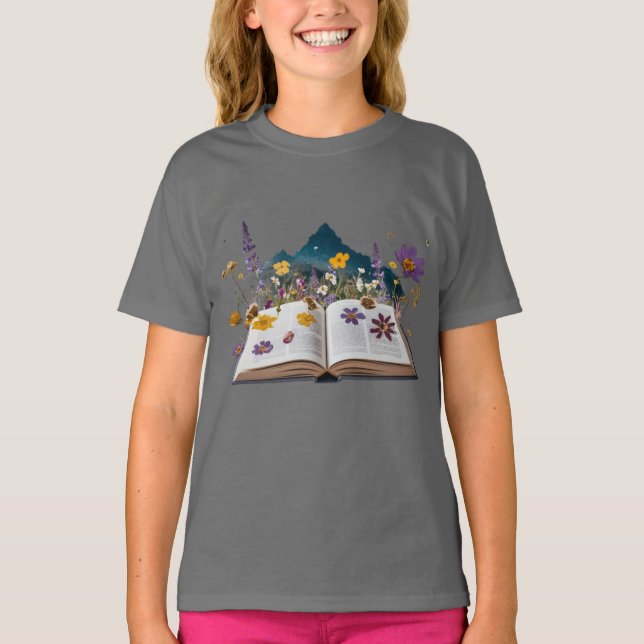 Magical Nature & Kitten Kids T-Shirt – Whimsical  (Frente)