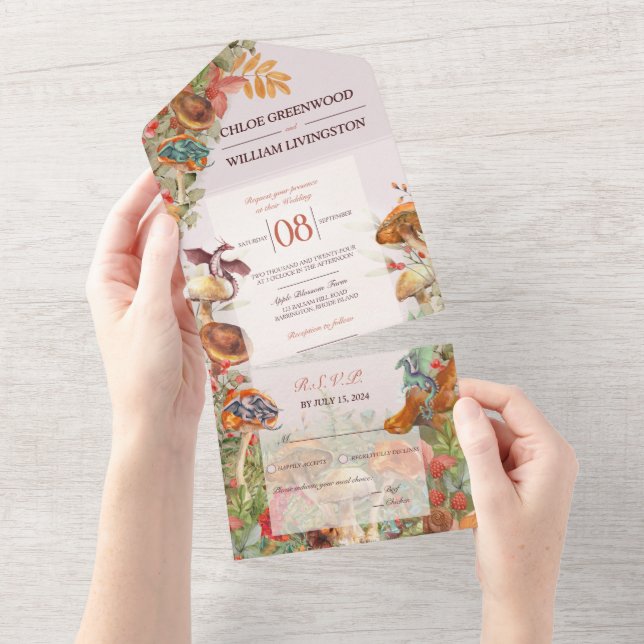 Magick Mushroom e Dragões Convite para Casamento (Tearaway)