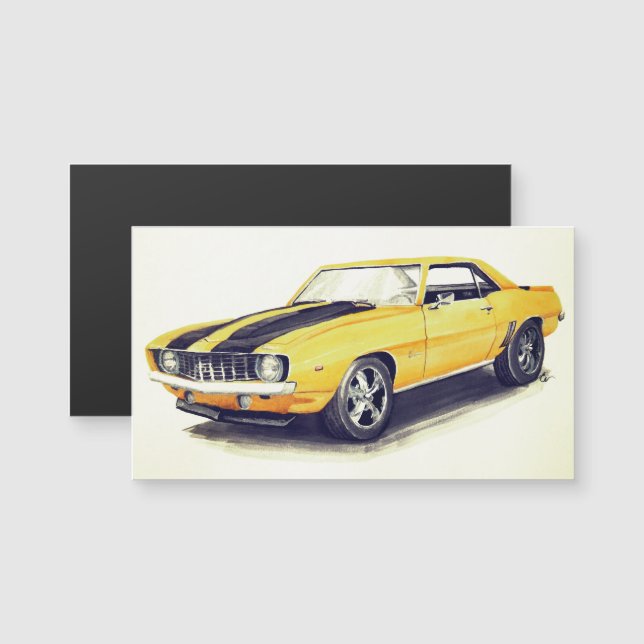 Magnet Amarelo Camaro 1969 (Frente/Verso)