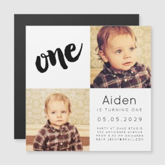 |MAGNET| Baby Boy ONE Cartão com fotos primeiro an