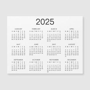 Magnet De Calendário Clássico Preto E Branco 2025