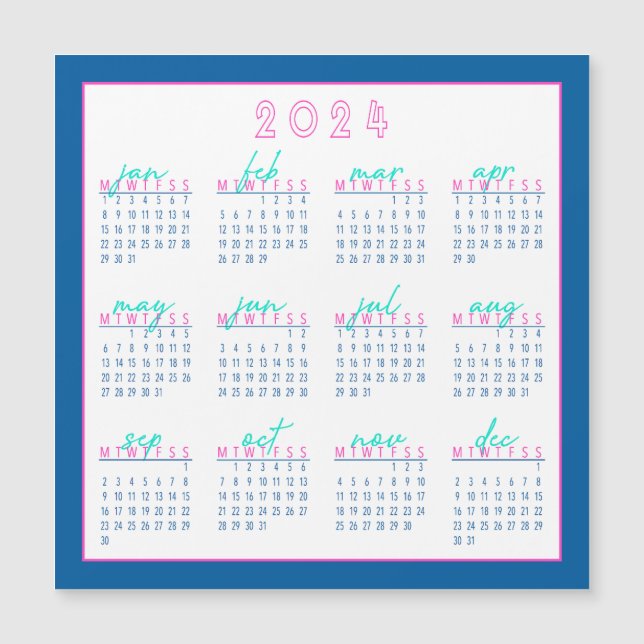 Magnet de calendário de início de segunda-feira de (Frente)