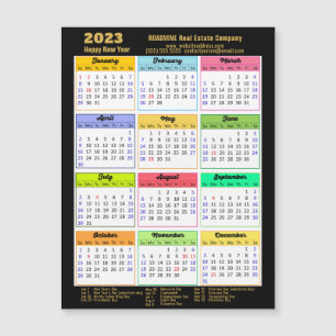 Magnet de Calendário Moderno do Script Dourado Cor