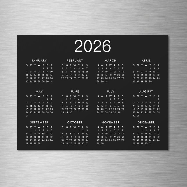 Magnet De Calendário Simples Preto E Branco 2024 (Criador carregado)