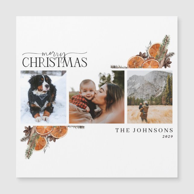 Magnet de Cartão de Férias de Citrus Merry Christm (Frente)