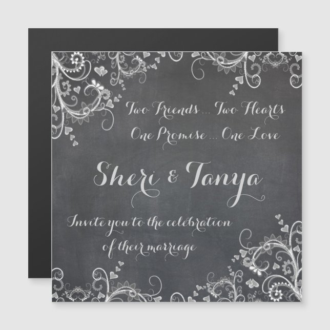 Magnet de Convite para Casamento de Design de Chal (Frente/Verso)
