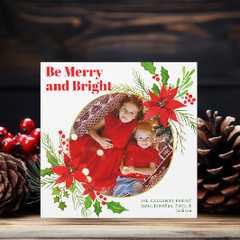 Magnet de Fotografia de Poinsettia de Natal feliz 