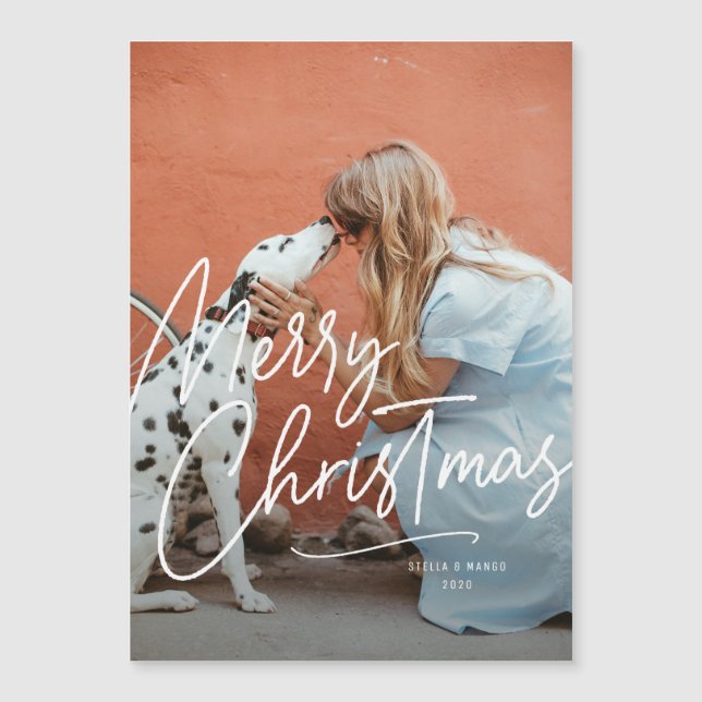 Magnet de fotos de feriado de Feliz grande (Frente)