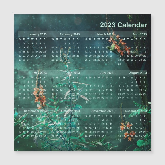 Magnet do Calendário - Flores à Luz do Jade (Frente)