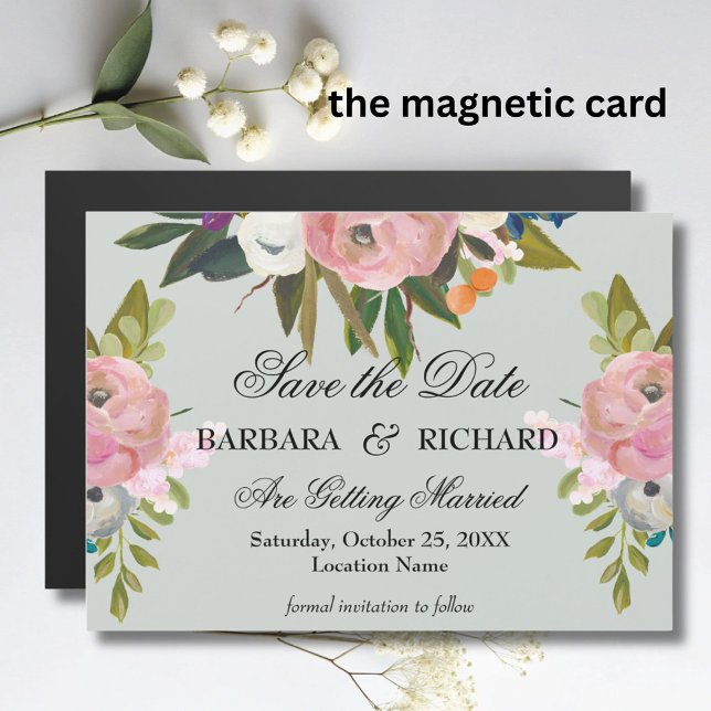 *MAGNET Handpainted Floral Wedding Save the Date  (Criador carregado)