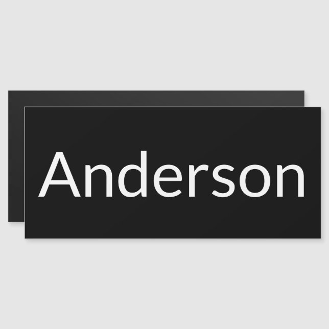Magnet preto simples de Sobrenome de caixa de corr (Frente/Verso)