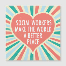 Magneta de citação do coração do trabalhador socia