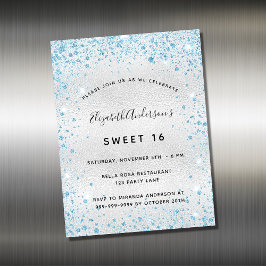 Magneta de convite para brilho azul prateado doce