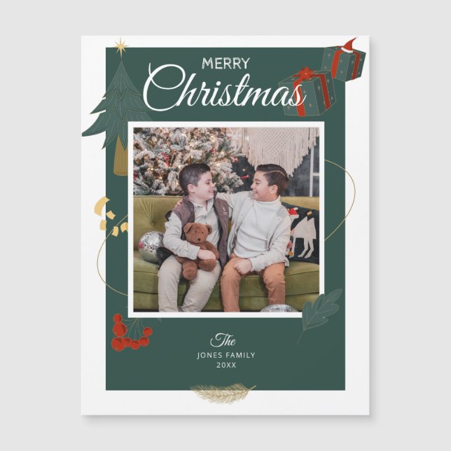 Magneta de Férias Verdes da Família de Cartão de N (Frente)