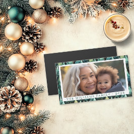 Magneta de Foto de Natal da Família Rustic Woodlan