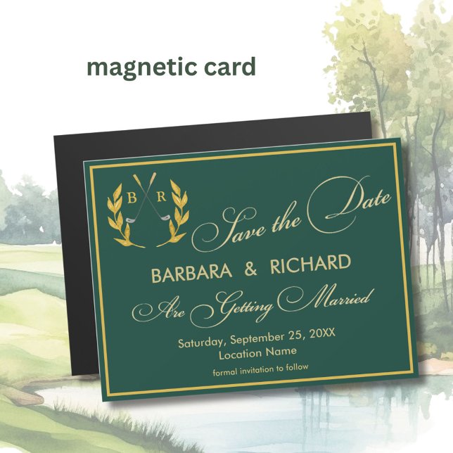 MAGNETIC Golf Theme Monogram Wedding Save the Date (Criador carregado)