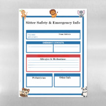 Magnetic Personalized Sitter & Safety Emergency 