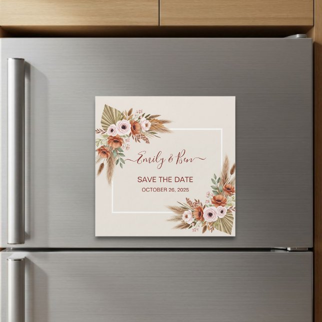 Magnetic Save the Date Card – Rustic Boho Style (Criador carregado)