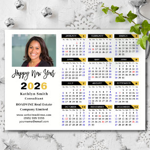 Magnética de Foto Dourada de Negócios para Calendá