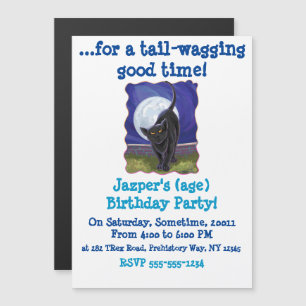 Magnético Convite legal de Cabeças de Gato Preto e Caudas