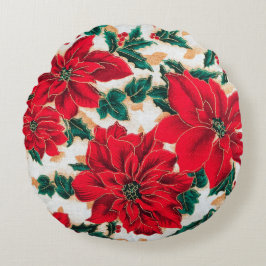 Magníficas Almofadas Redondas de Poinsettias Verme