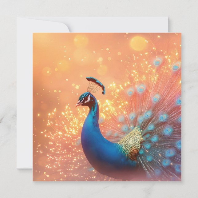 Magnífico Pavão com Plumagem Vibrante (Frente)