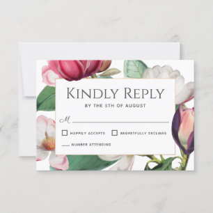 Magnolia Blossoms Elegante Casamento Floral RSVP