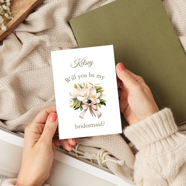 Magnolia Buquê | Cartão de Proposta Bridesmaid (Magnolia Bouquet Bridesmaid Proposal Card)