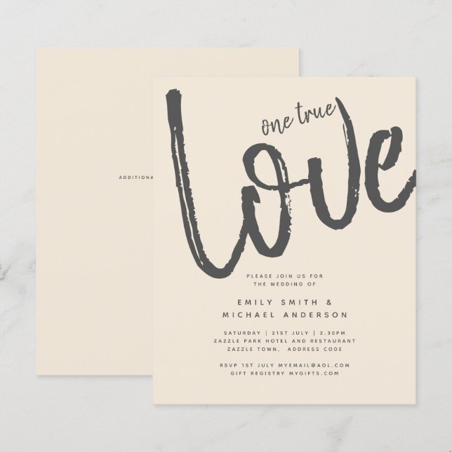 Magnolia Cream Modern Wedn Typografia (Frente/Verso)