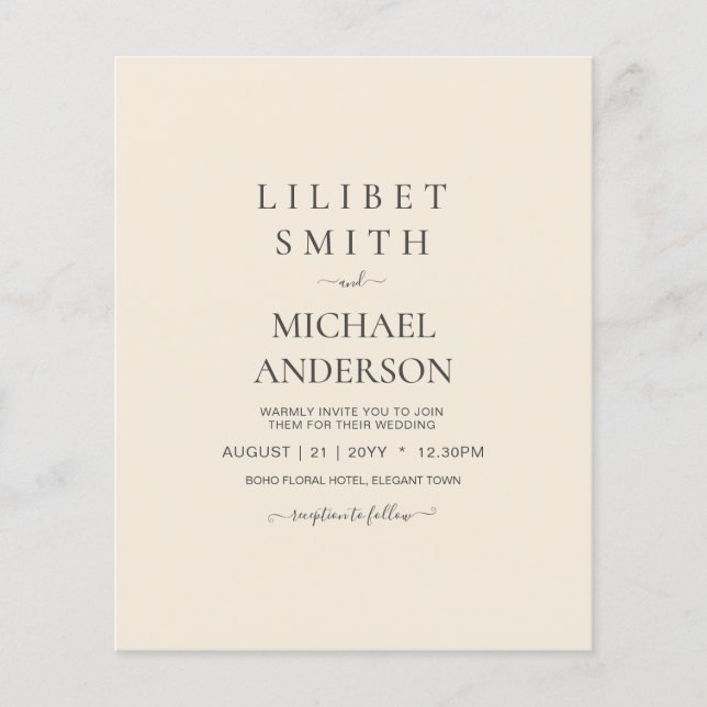 Magnolia Cream Modern Wedn Typografia (Frente)