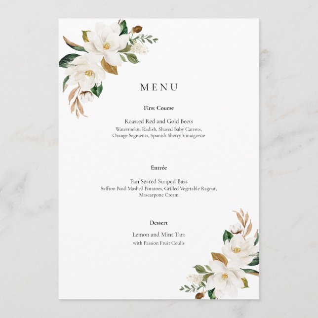 Magnolia Floral Wedding Menu (Frente)