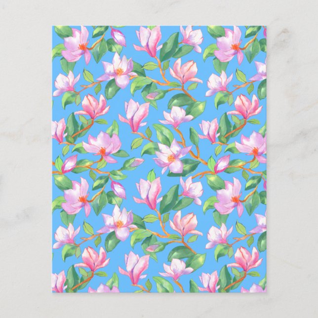 Magnólia florescente em azul-céu (Frente)