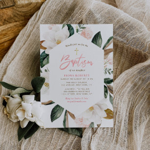 magnólia quadro floral Convite Baptism