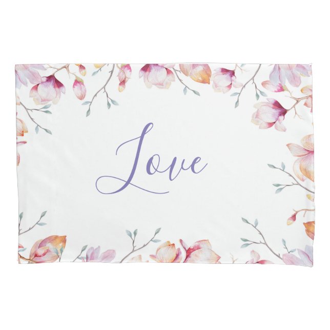 Magnólia rosa, amor branco floral (Frente)